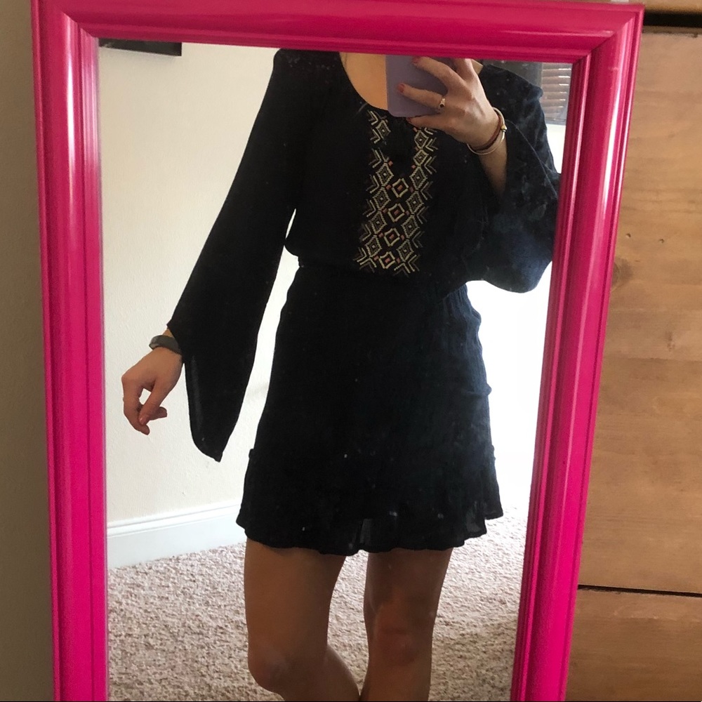 Hollister Navy Blue Ling Sleeve Dress